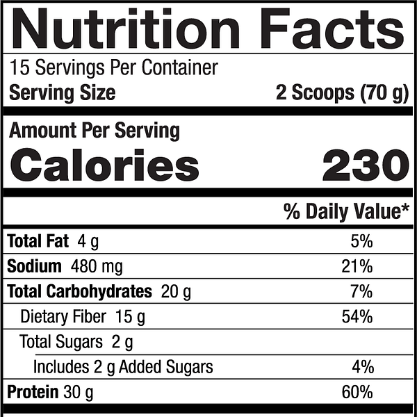 Plant Head Real Meal Chocolate 2.3lbs Supplement Facts Box