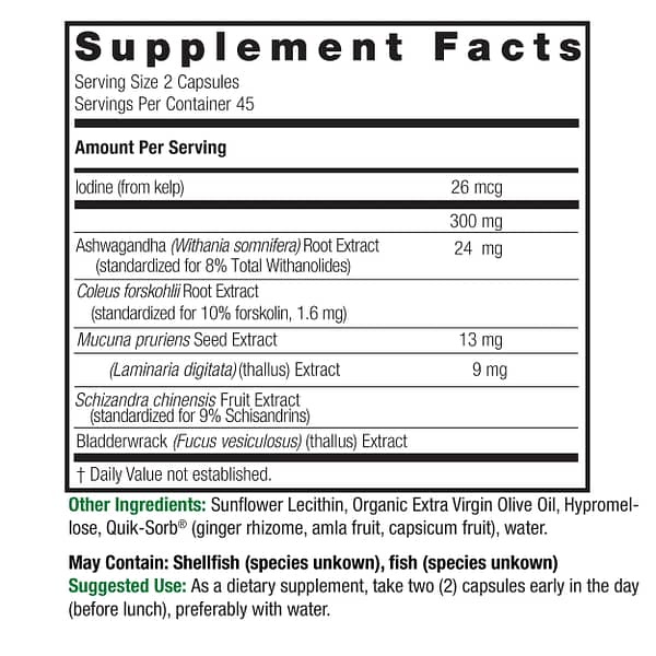 Thyroid Blend 90 v-caps (extractacaps) Supplement Facts Box