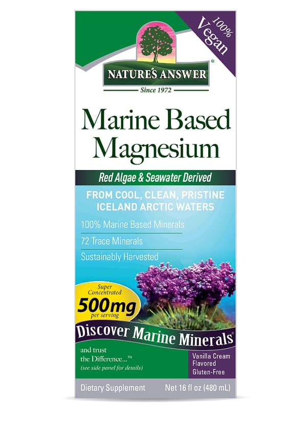 Marine Based Magnesium 500mg Liquid 16oz Supplement Box